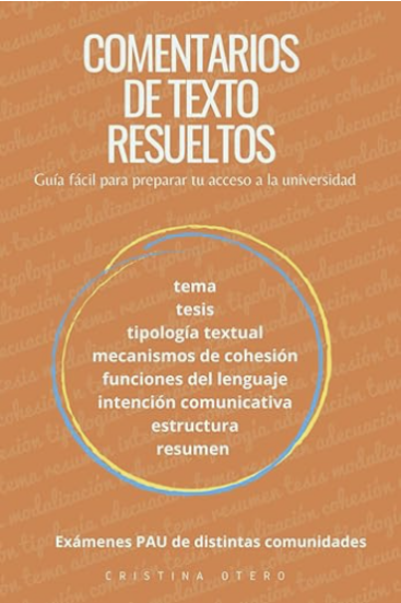 Portada del libro Comentarios de texto resueltos para exámenes PAU de distintas comunidades de Cristina Otero